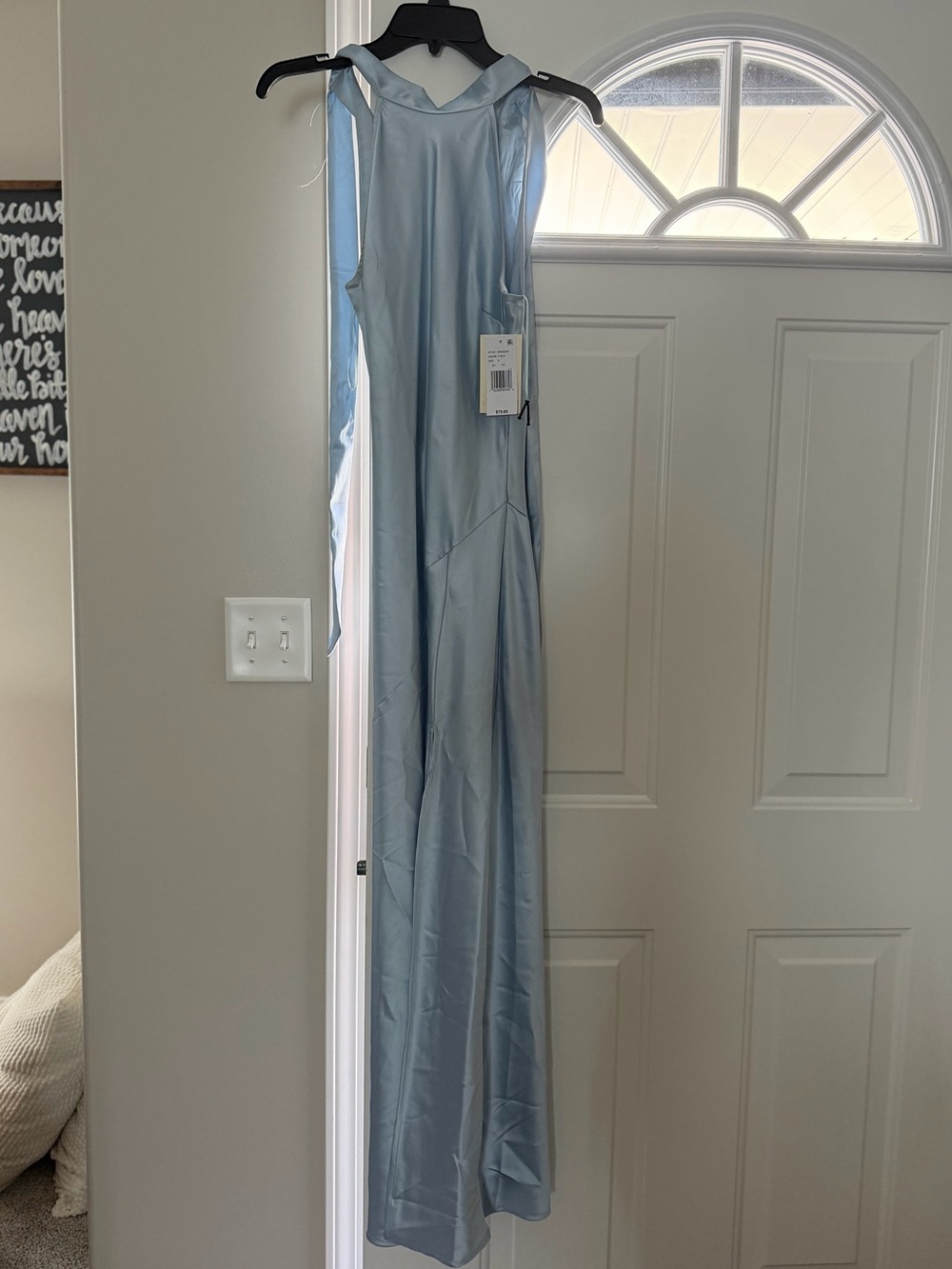 Satin Maxi Dress in Light Blue
